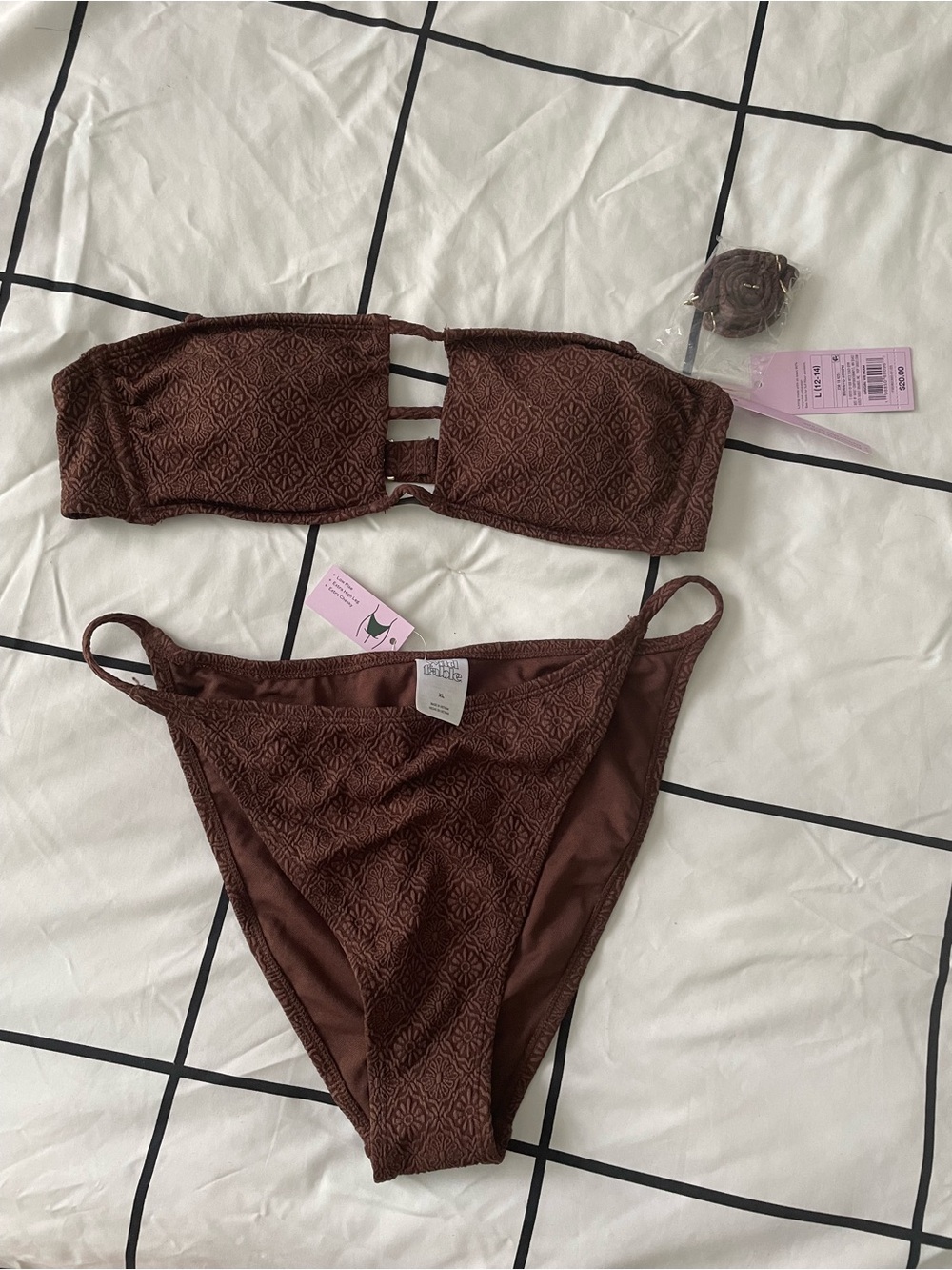 Women's Chocolate Brown Bandeau Bikini Set